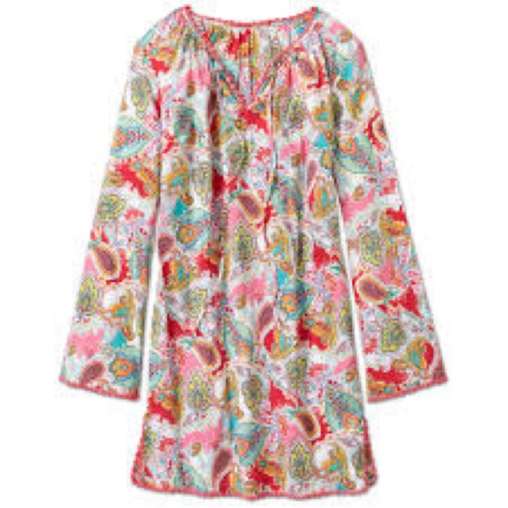 ATHLETA PRINTED TALLULAH TUNIC COVERUP GLOSS PINK PAISLEY SIZE SMALL